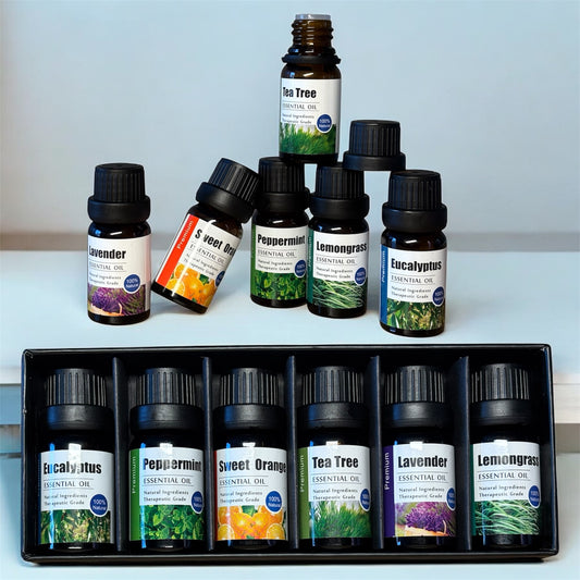 18-Piece Essential Oils Kit Perfect for diffusers, humidifiers, home fragrance, perfume creation, candle making, and soap making.