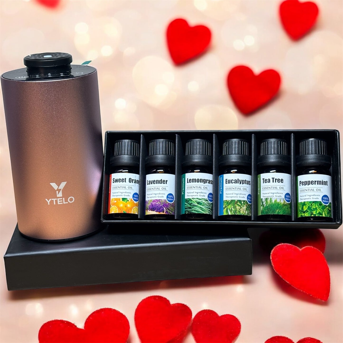Valentine Gift Combo Waterless Essential Oil Diffuser with Oil Set perfect for valentine gift ideas birthday & anniversary gift for girlfriend boyfriend, mother, father, daughter, friend and room decor – USB Rechargeable