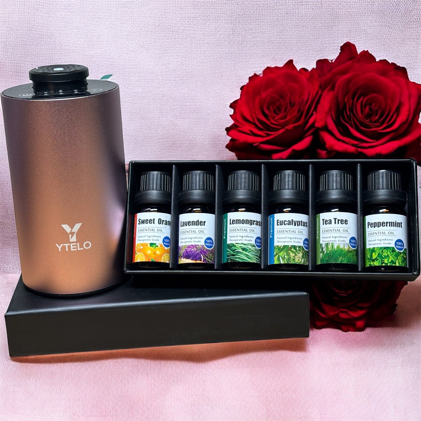 Valentine Gift Combo Waterless Essential Oil Diffuser with Oil Set perfect for valentine gift ideas birthday & anniversary gift for girlfriend boyfriend, mother, father, daughter, friend and room decor – USB Rechargeable