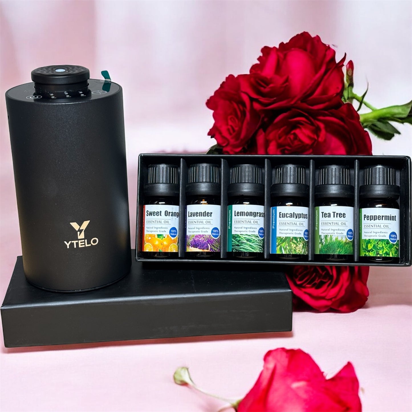 Valentine Gift Combo Waterless Essential Oil Diffuser with Oil Set perfect for valentine gift ideas birthday & anniversary gift for girlfriend boyfriend, mother, father, daughter, friend and room decor – USB Rechargeable