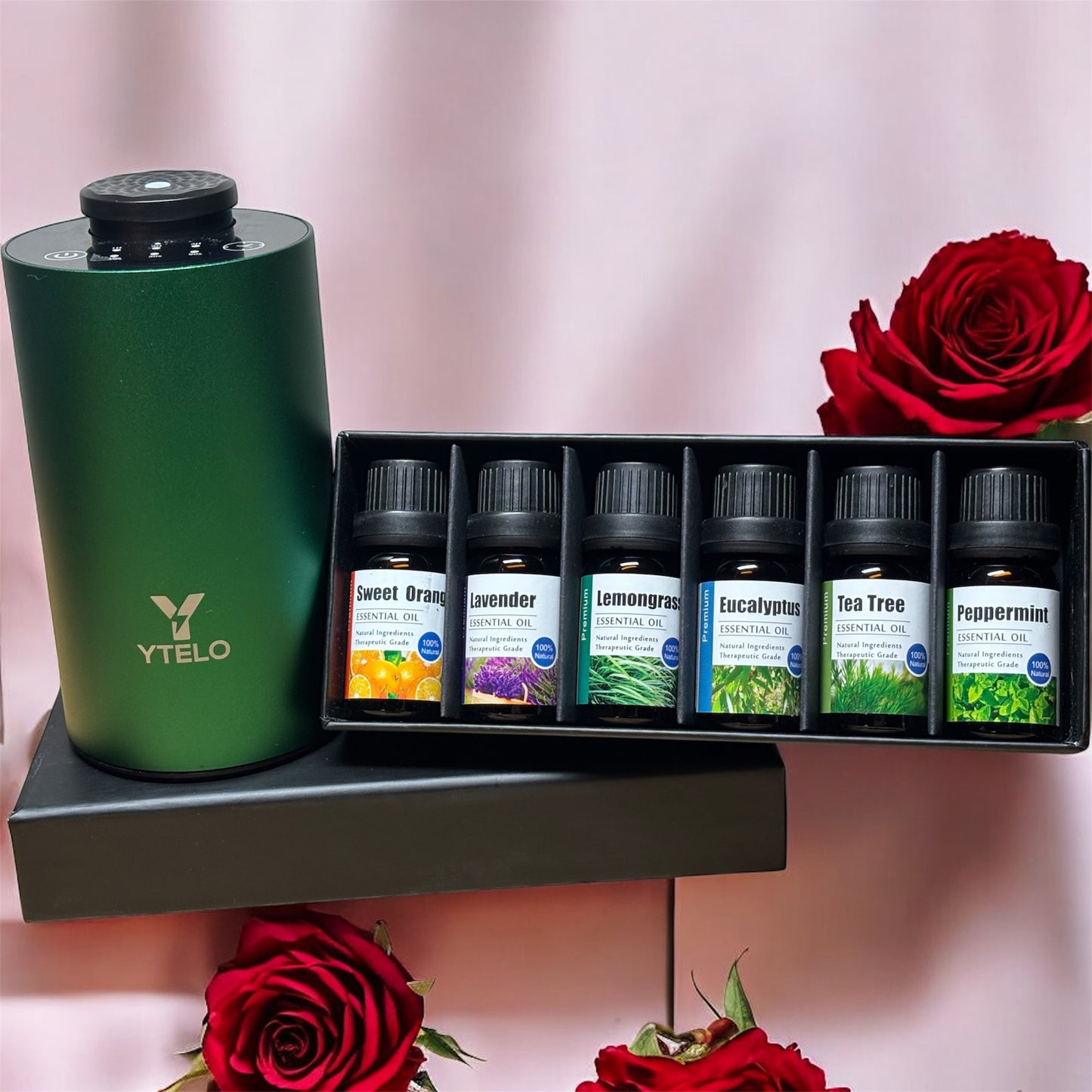 Valentine Gift Combo Waterless Essential Oil Diffuser with Oil Set perfect for valentine gift ideas birthday & anniversary gift for girlfriend boyfriend, mother, father, daughter, friend and room decor – USB Rechargeable