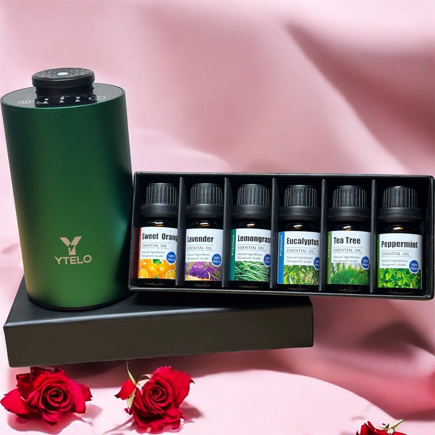 Valentine Gift Combo Waterless Essential Oil Diffuser with Oil Set perfect for valentine gift ideas birthday & anniversary gift for girlfriend boyfriend, mother, father, daughter, friend and room decor – USB Rechargeable