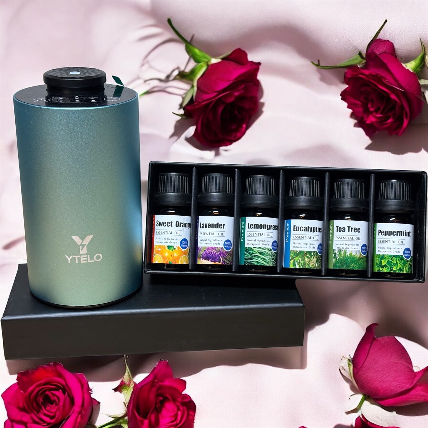 Valentine Gift Combo Waterless Essential Oil Diffuser with Oil Set perfect for valentine gift ideas birthday & anniversary gift for girlfriend boyfriend, mother, father, daughter, friend and room decor – USB Rechargeable