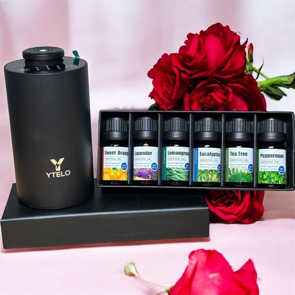 YTELO black waterless diffuser with six essential oils